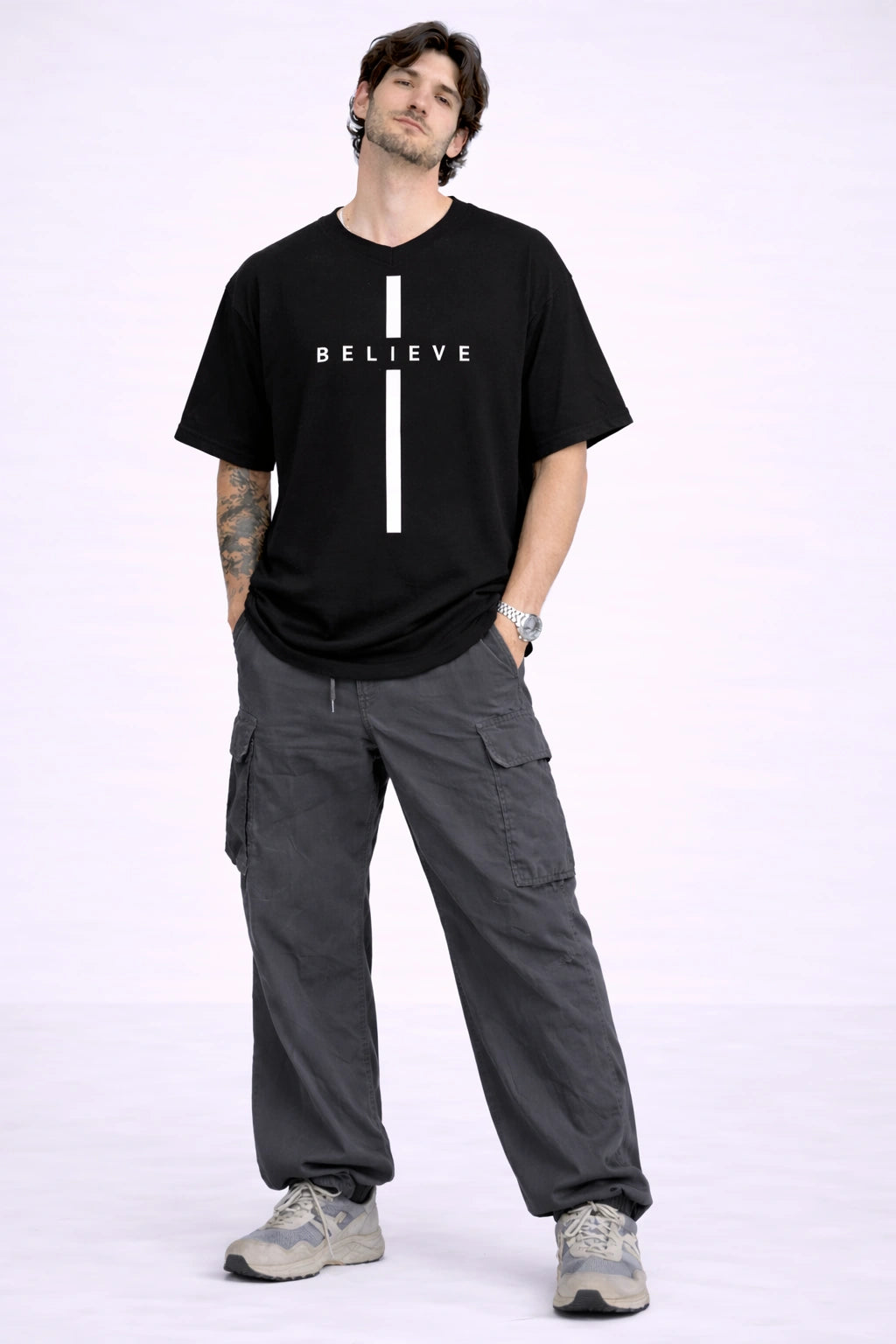 Believe Minimal Graphic Oversized Unisex T-Shirt