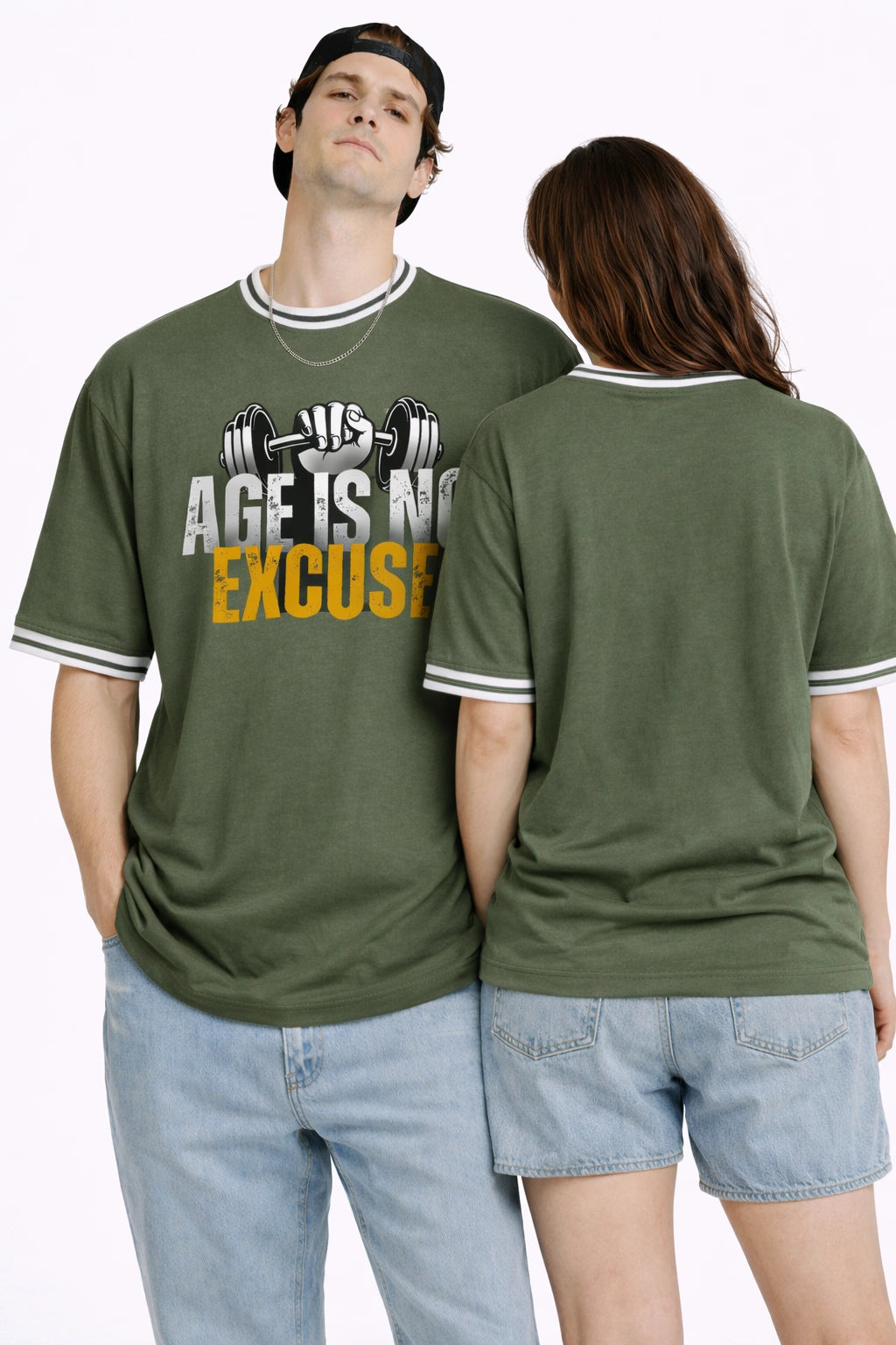 Unisex Motiv Oversized Tee – Olive