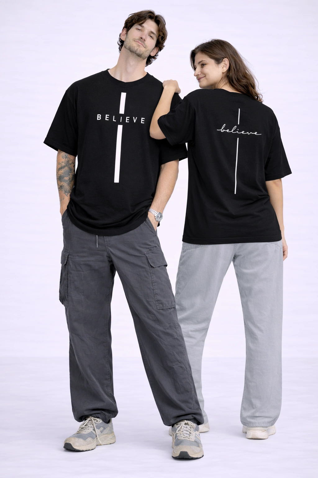 Believe Minimal Graphic Oversized Unisex T-Shirt