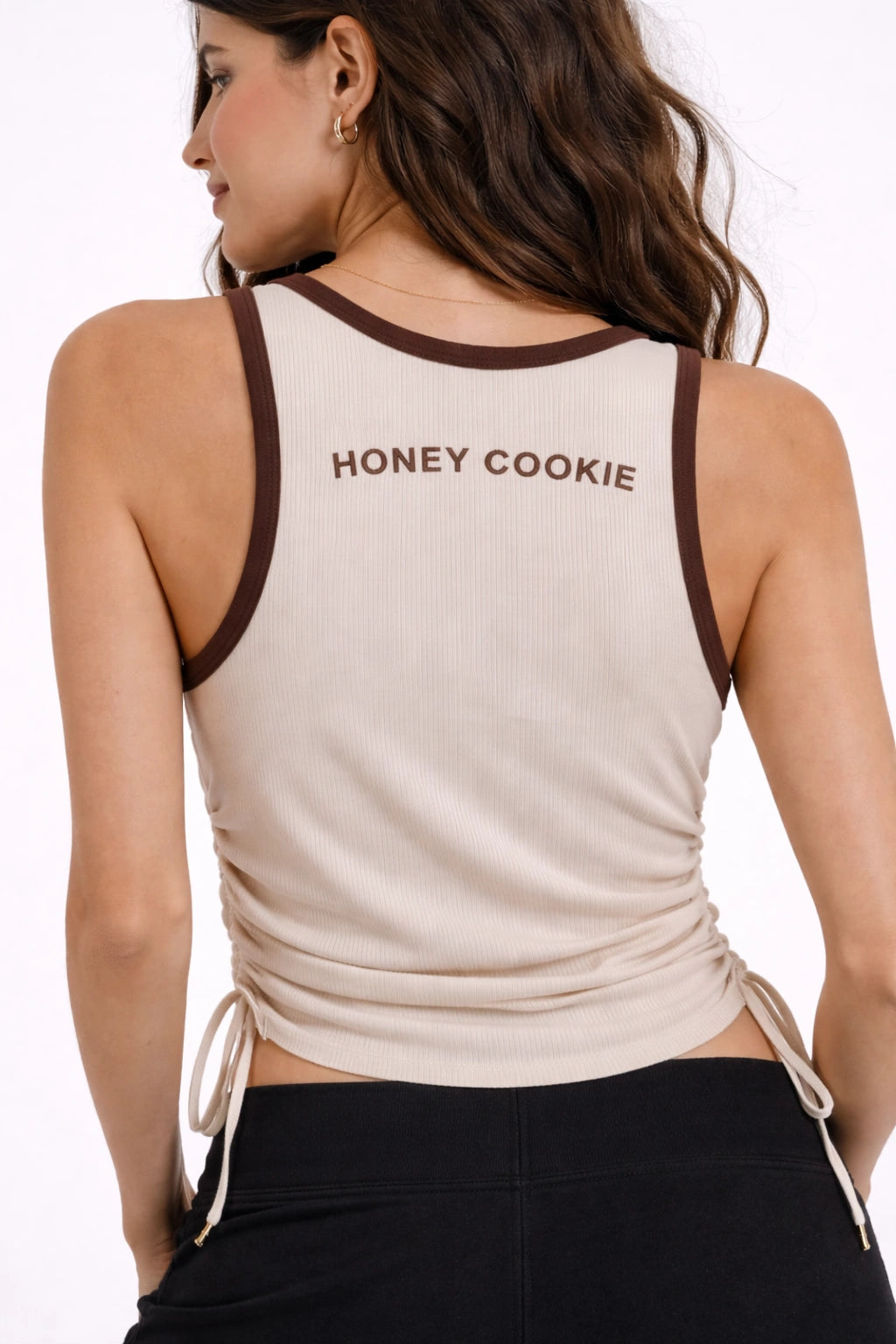 Honey Cookie Puppy Graphic Ruched Tank Top (Women)