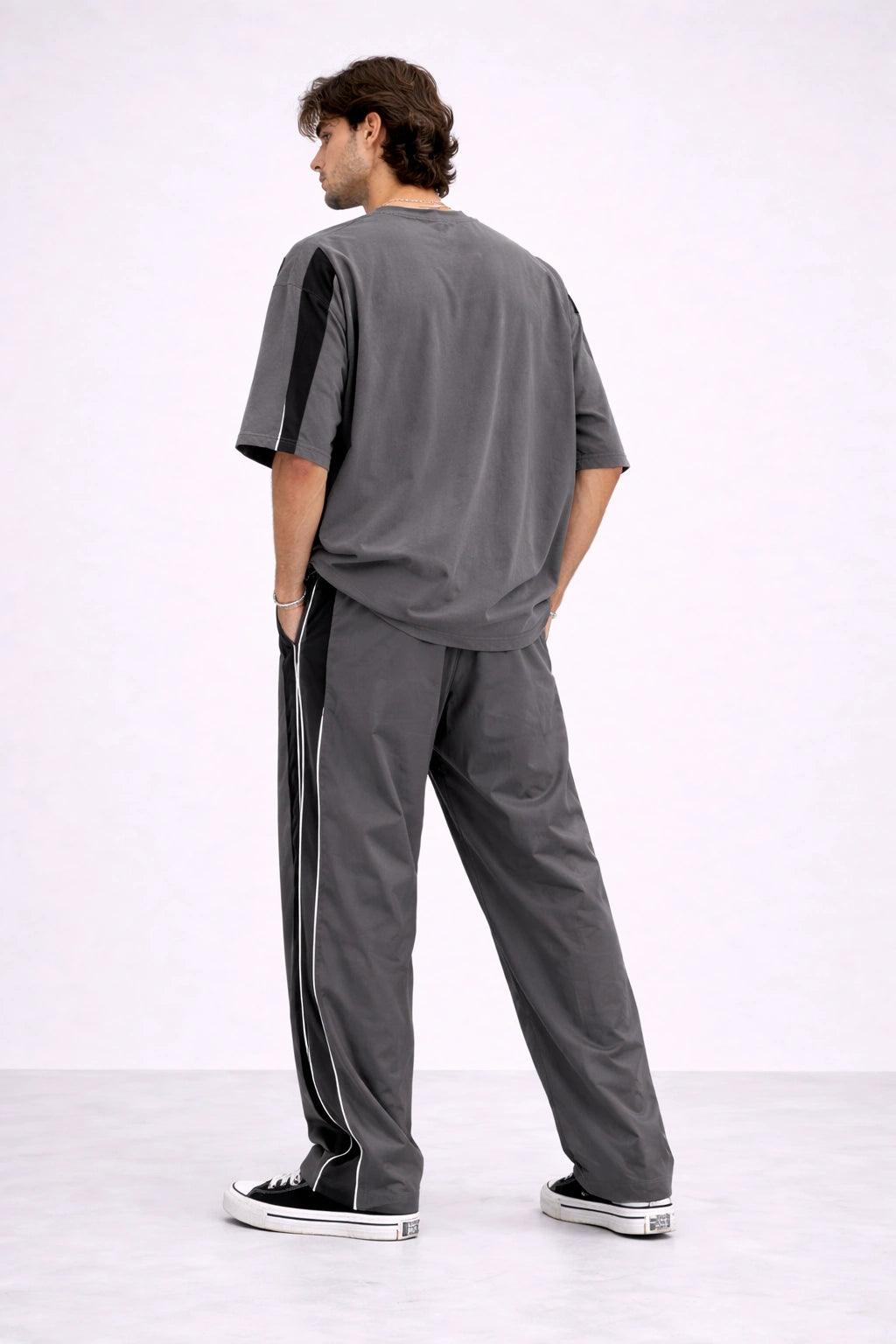 Charcoal Side-Stripe Track Pants