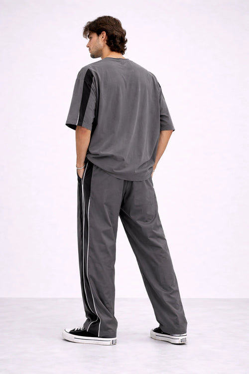 Charcoal Side-Stripe Track Pants