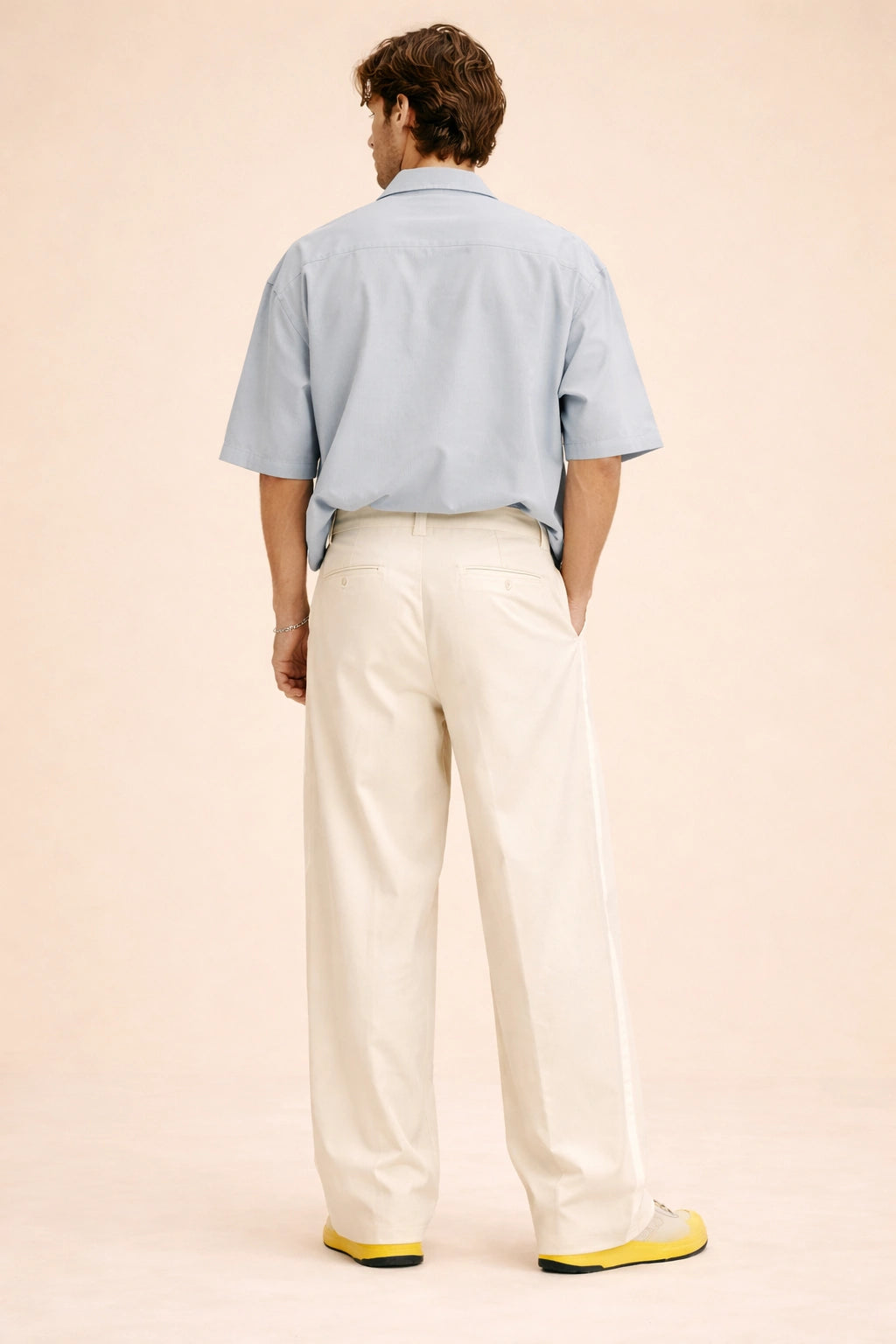 Ivory Tailored Wide-Leg Trousers