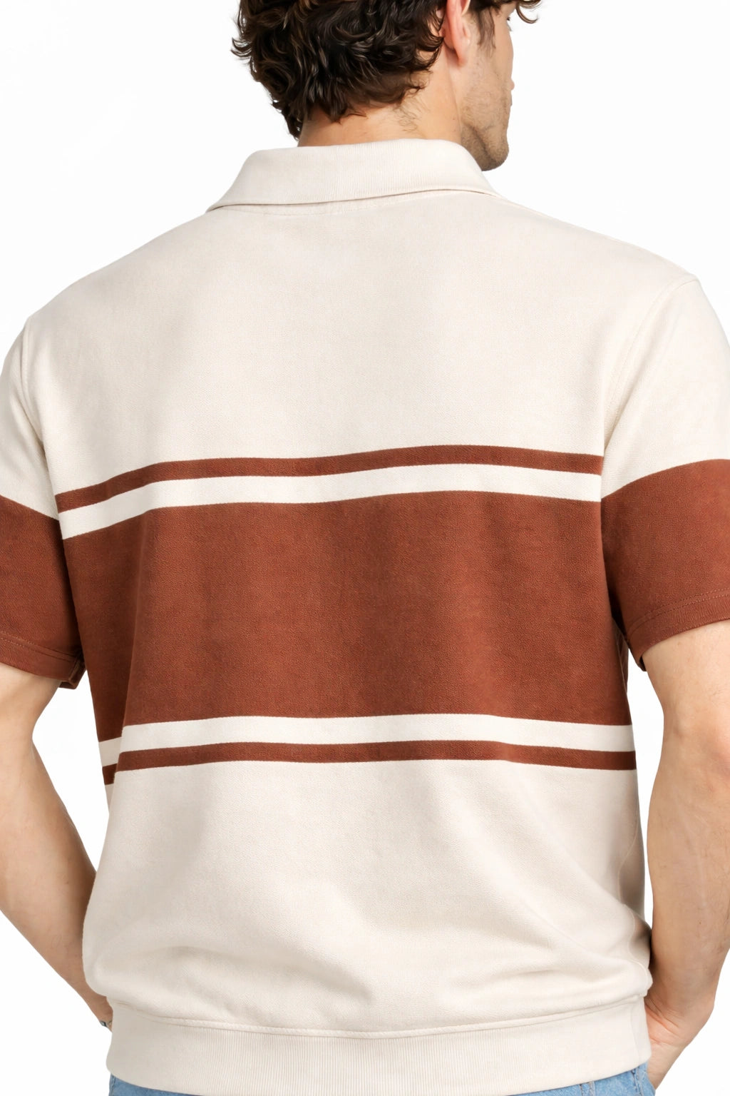 Stripe Polo – Sand/Mocha