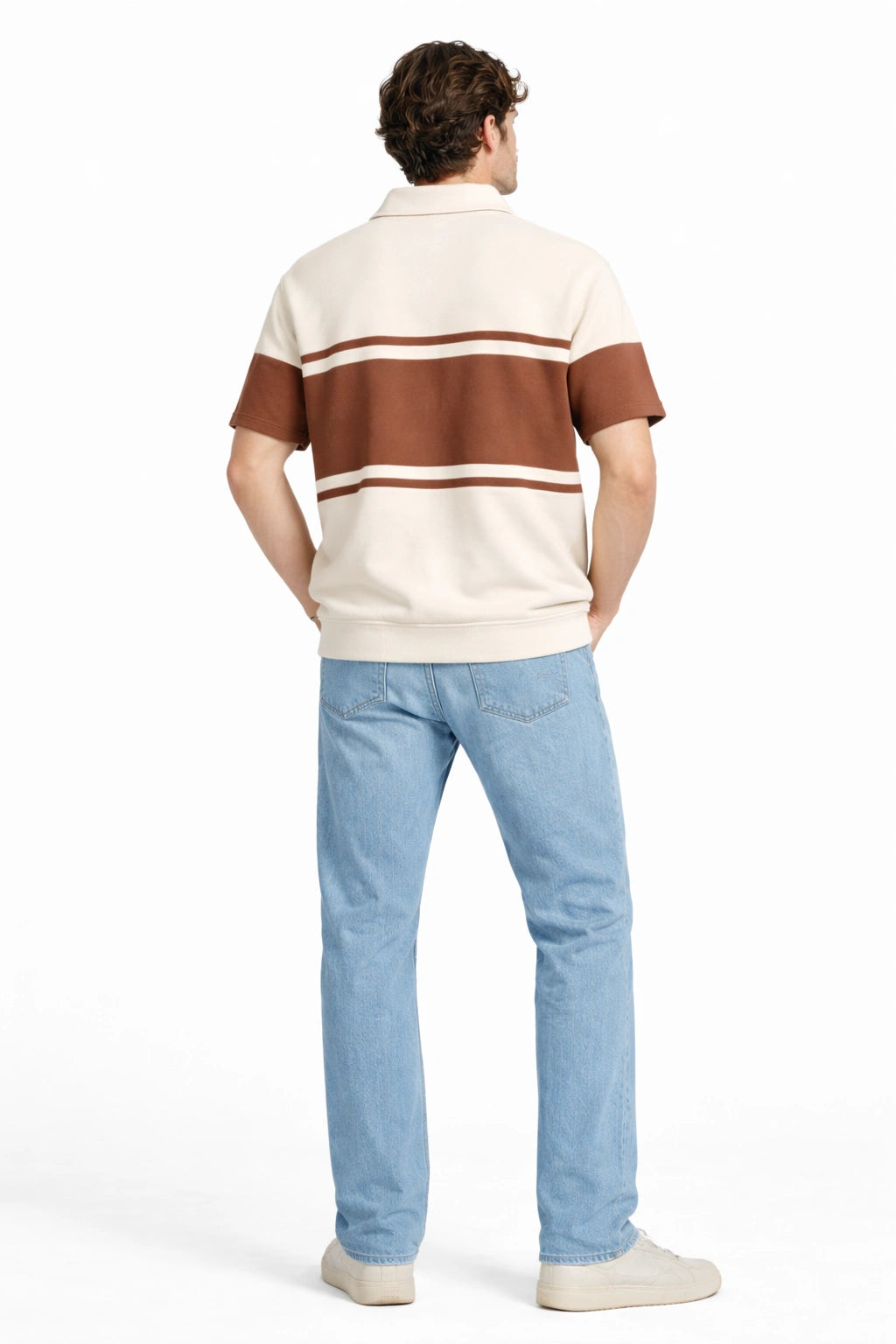 Stripe Polo – Sand/Mocha