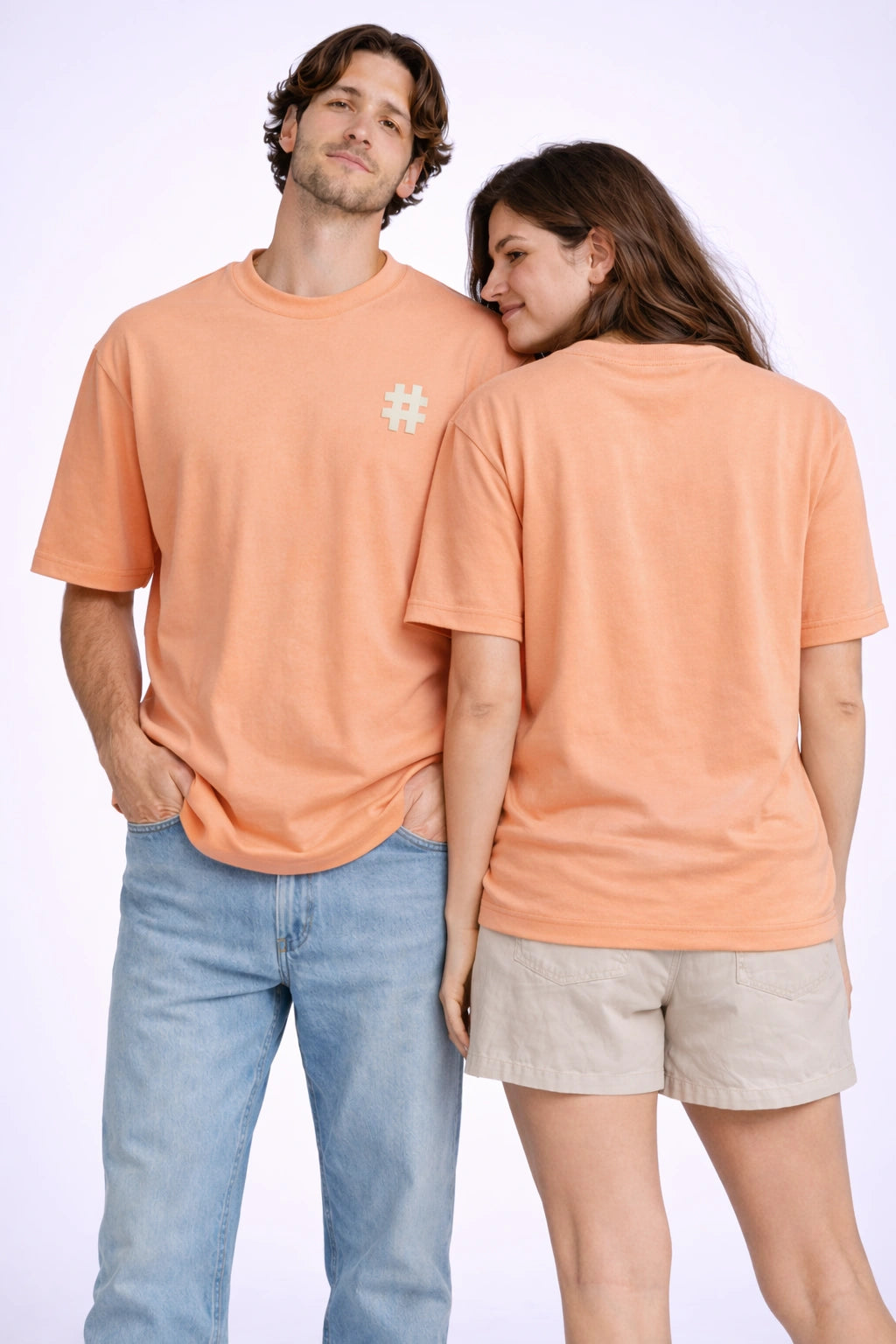 Unisex Core Oversized Tee – Peach / Minimal Mark Edition