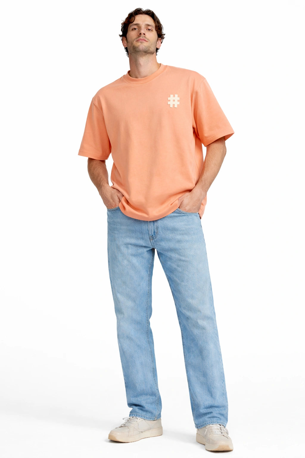 Unisex Core Oversized Tee – Peach / Minimal Mark Edition