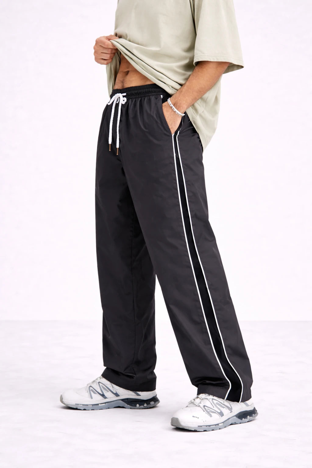 Men’s Black Joggers with Side Stripe | Comfortable Streetwear Track Pants