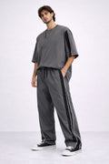 Charcoal Side-Stripe Track Pants