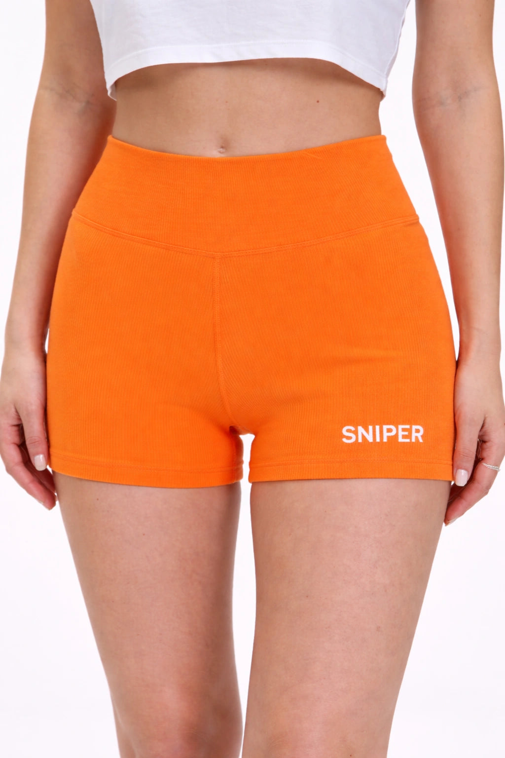 Sniper High-Waist Ribbed Active Biker Shorts (Women)