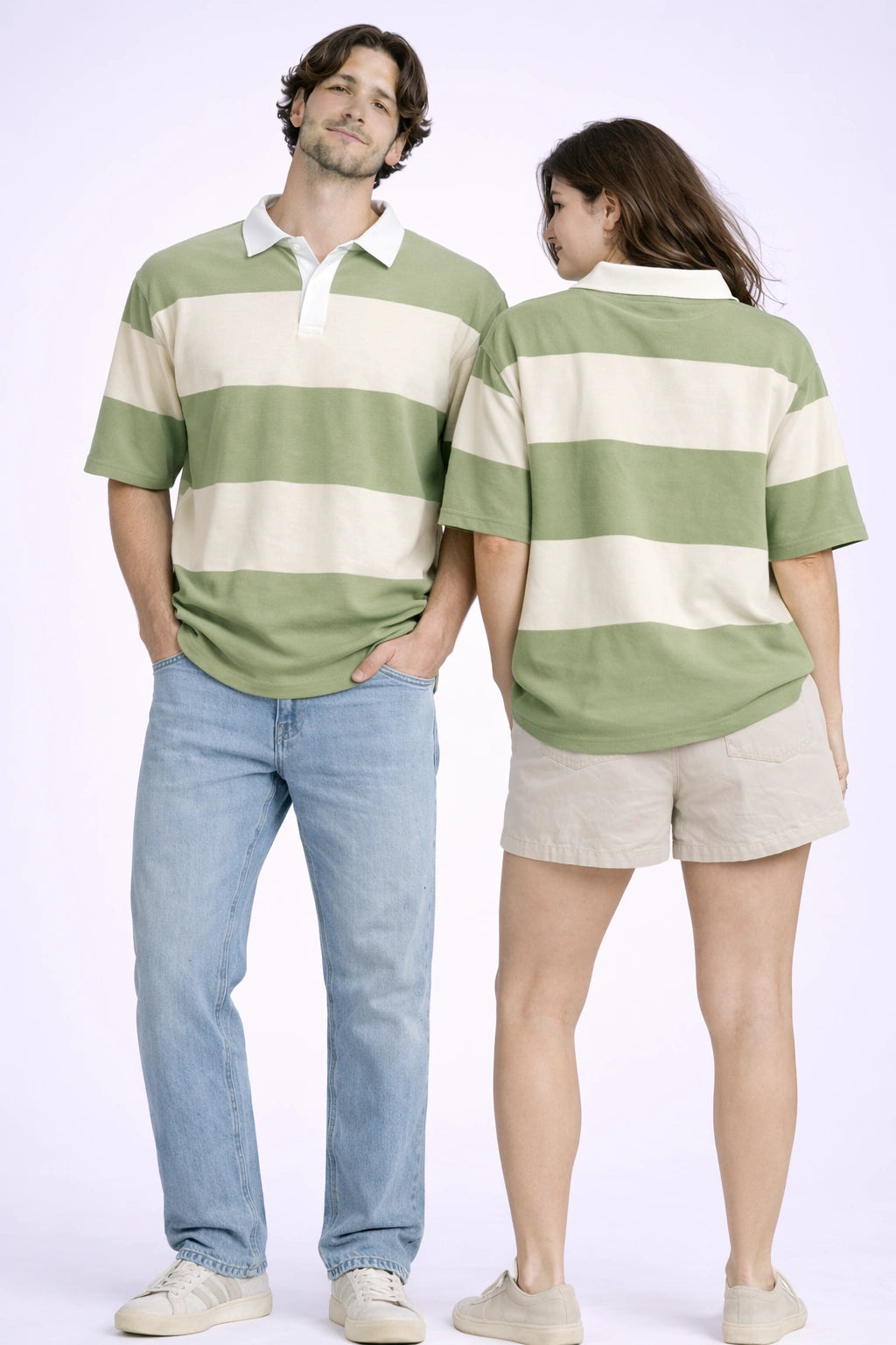 Stripe Polo – Sage/Ivory