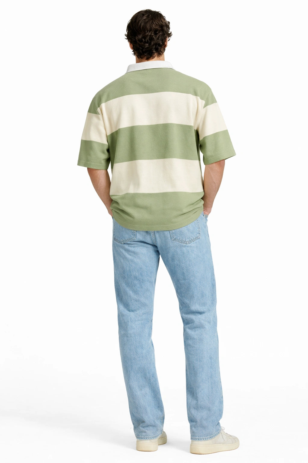 Stripe Polo – Sage/Ivory