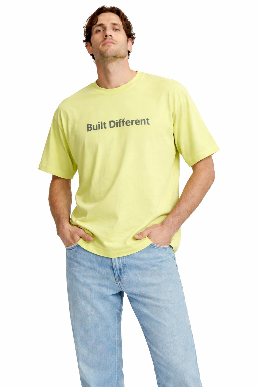Unisex Motiv Oversized Tee – Lime / Built Different Edition