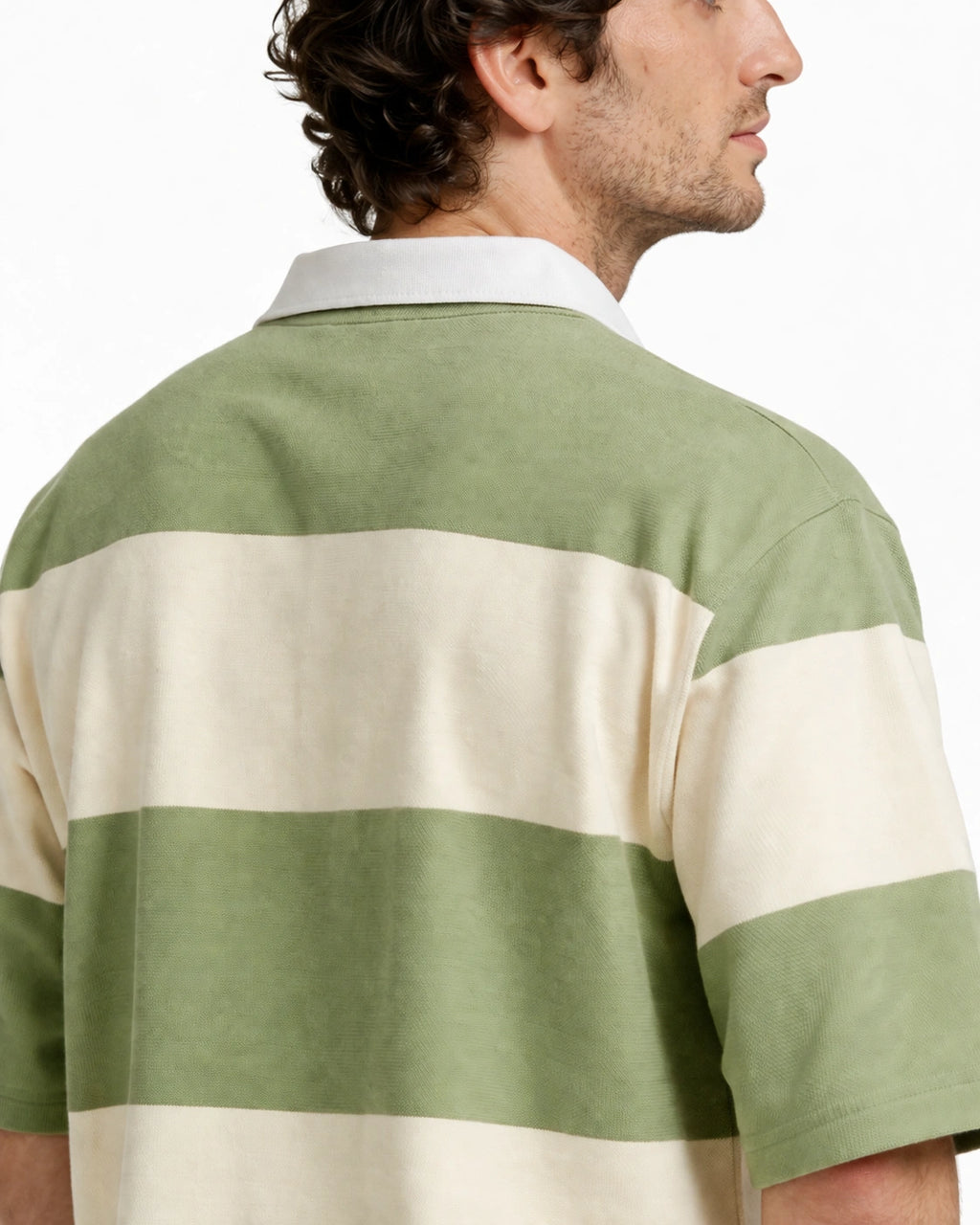 Stripe Polo – Sage/Ivory