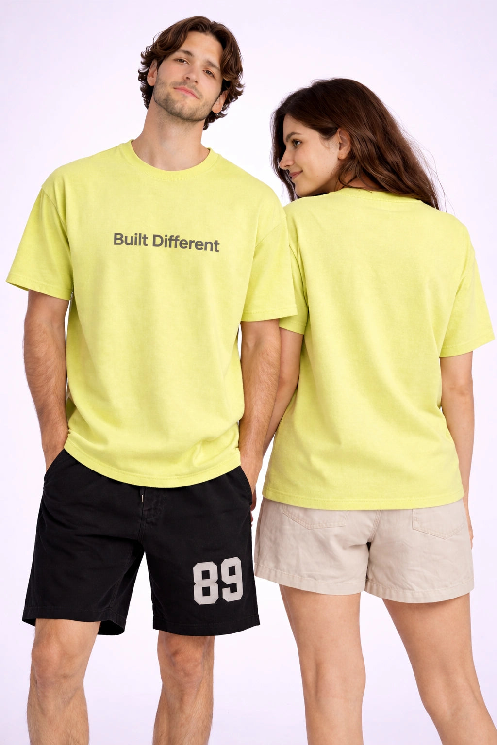 Unisex Motiv Oversized Tee – Lime / Built Different Edition