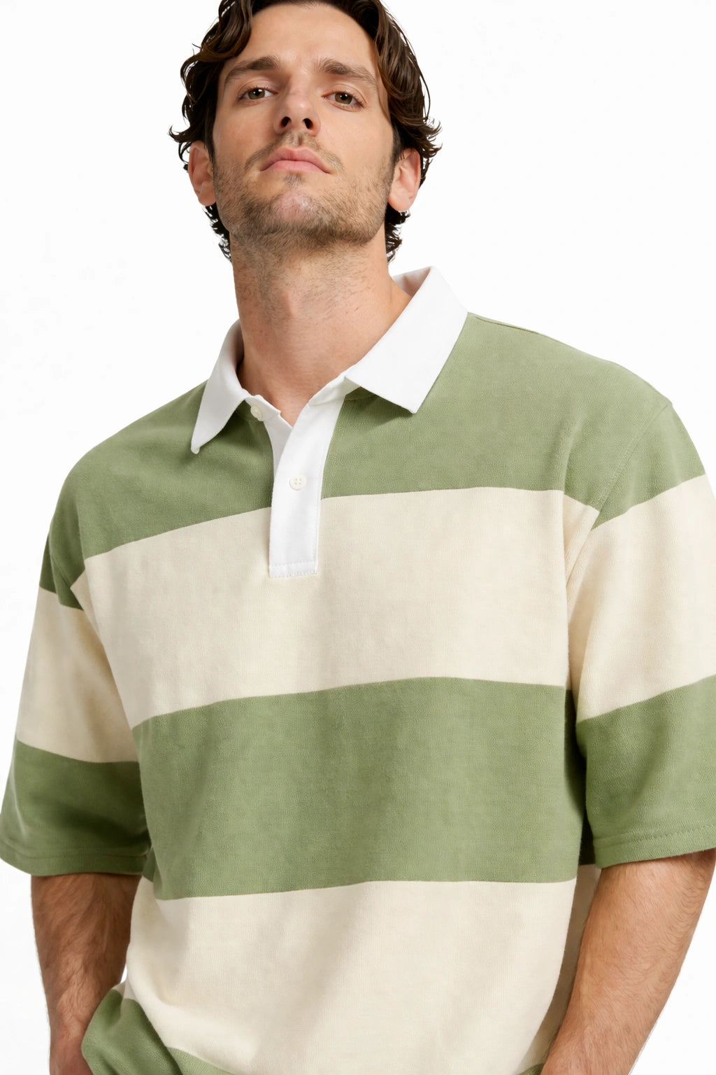 Stripe Polo – Sage/Ivory