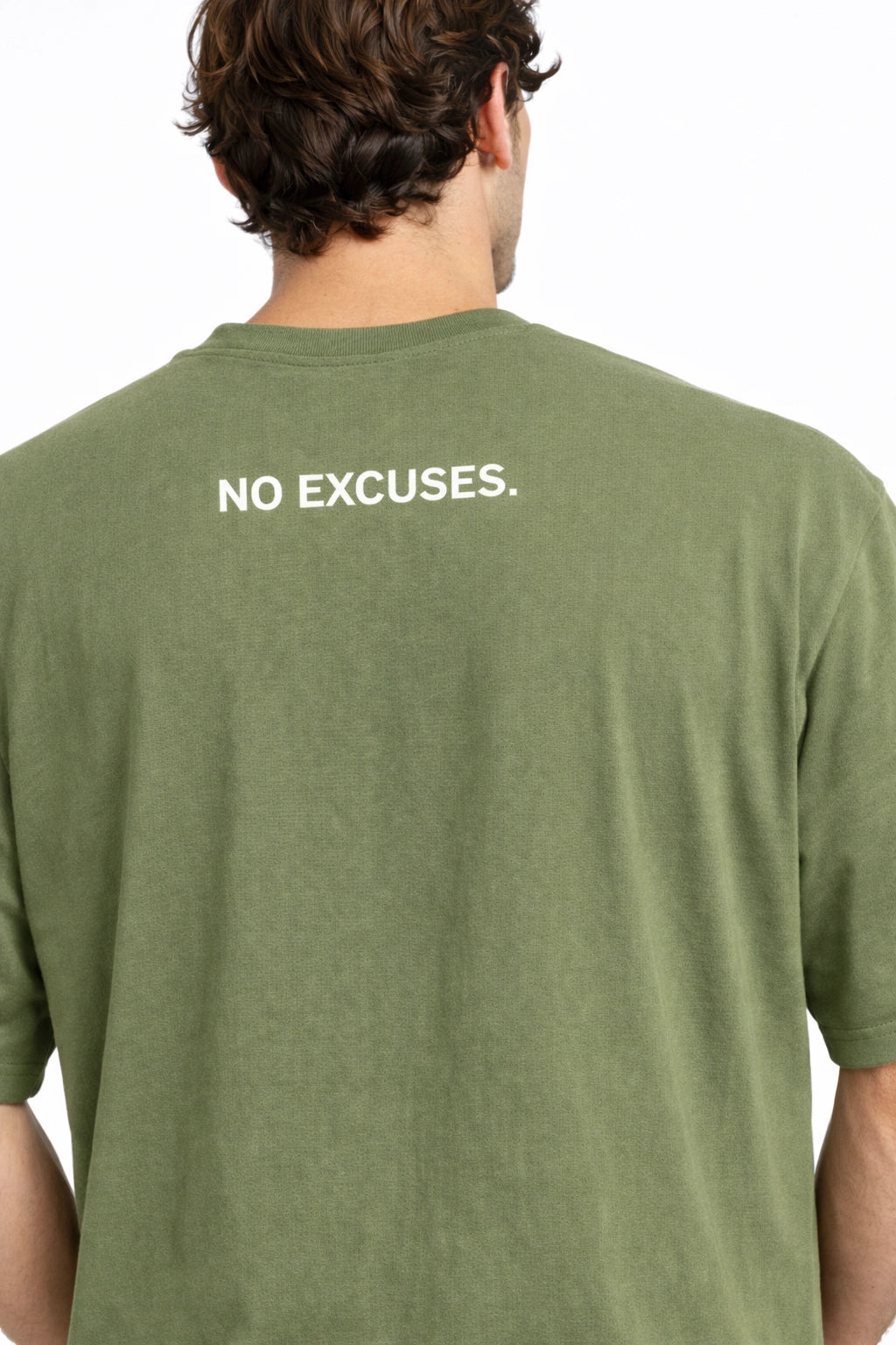 Unisex Motiv Oversized Tee – Olive / No Excuses Edition
