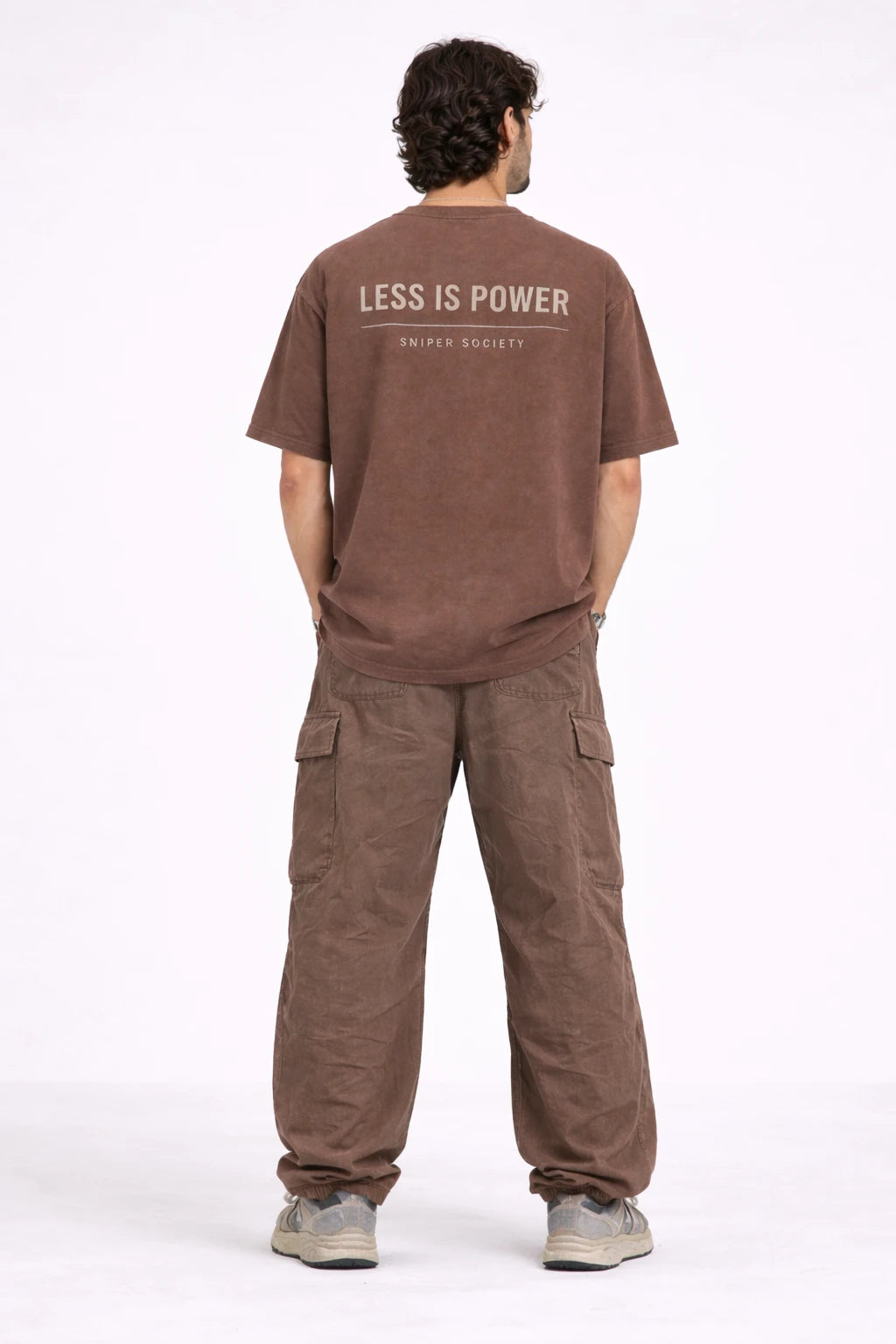 Sniper Society “Less Is More” Brown Oversized T-Shirt – Unisex Streetwear