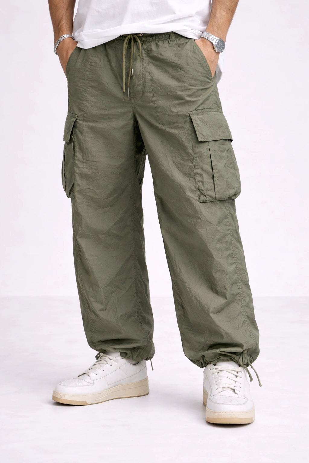 Olive Utility Cargo Jogger Pants