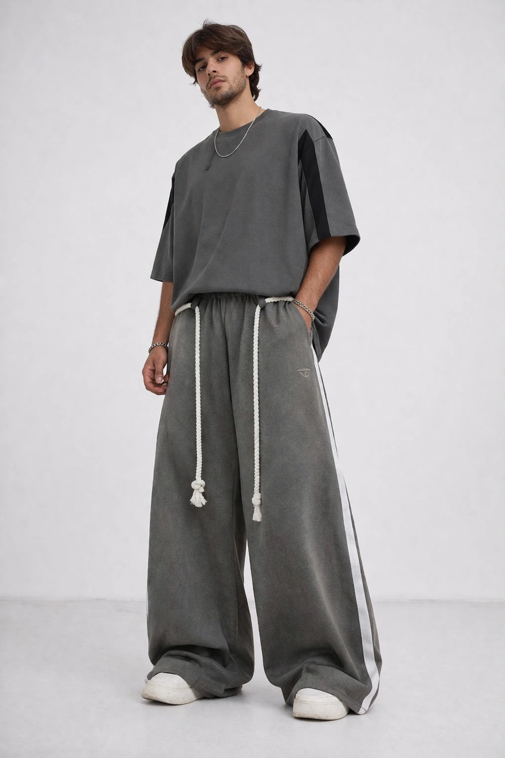 Charcoal Relaxed Stripe Sweatpants