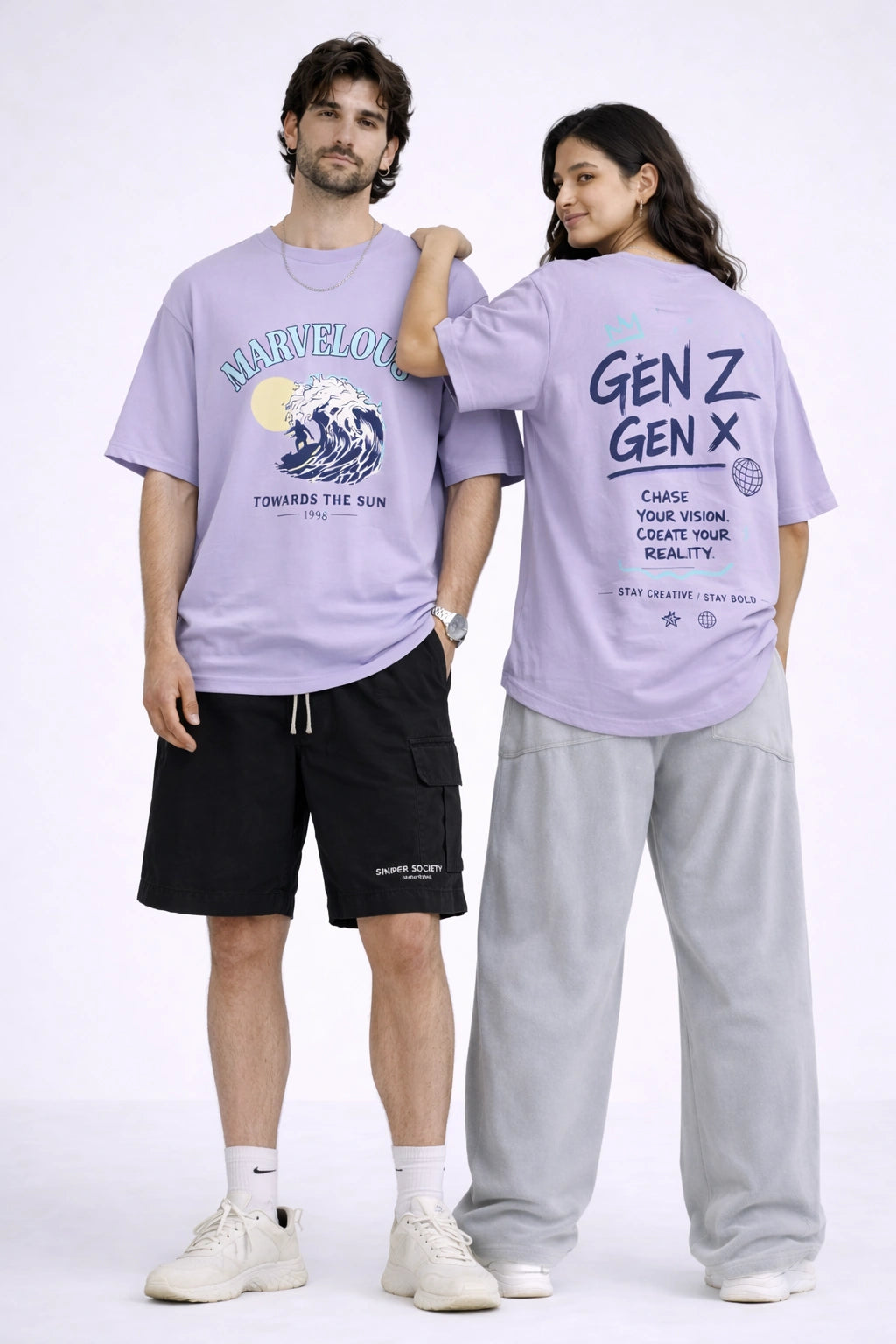 Gen Z Wave Graphic Oversized T-Shirt (Unisex)
