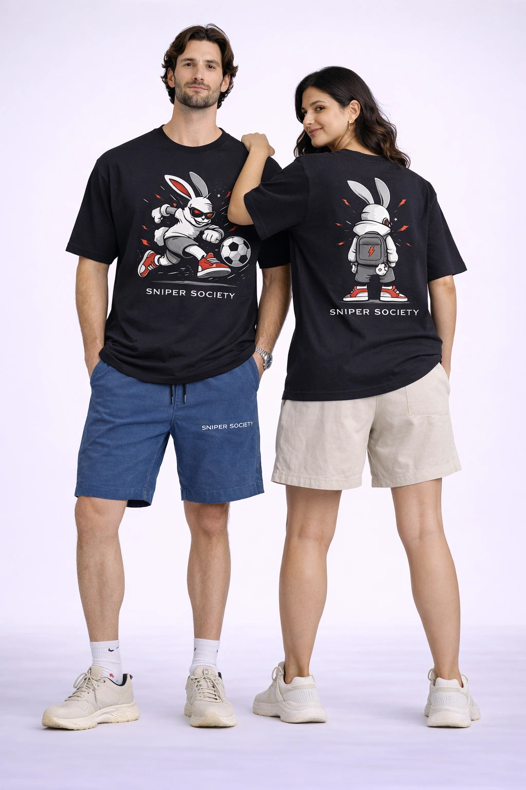 Sniper Society Street Rabbit Football Graphic T-Shirt (Unisex)