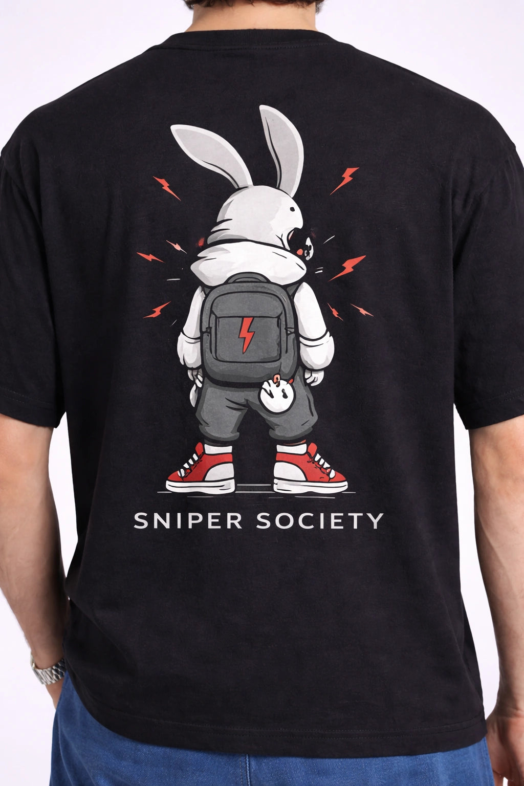 Sniper Society Street Rabbit Football Graphic T-Shirt (Unisex)