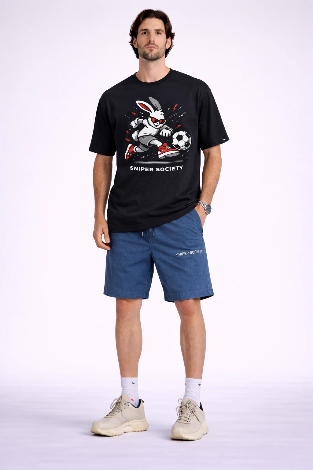 Sniper Society Street Rabbit Football Graphic T-Shirt (Unisex)