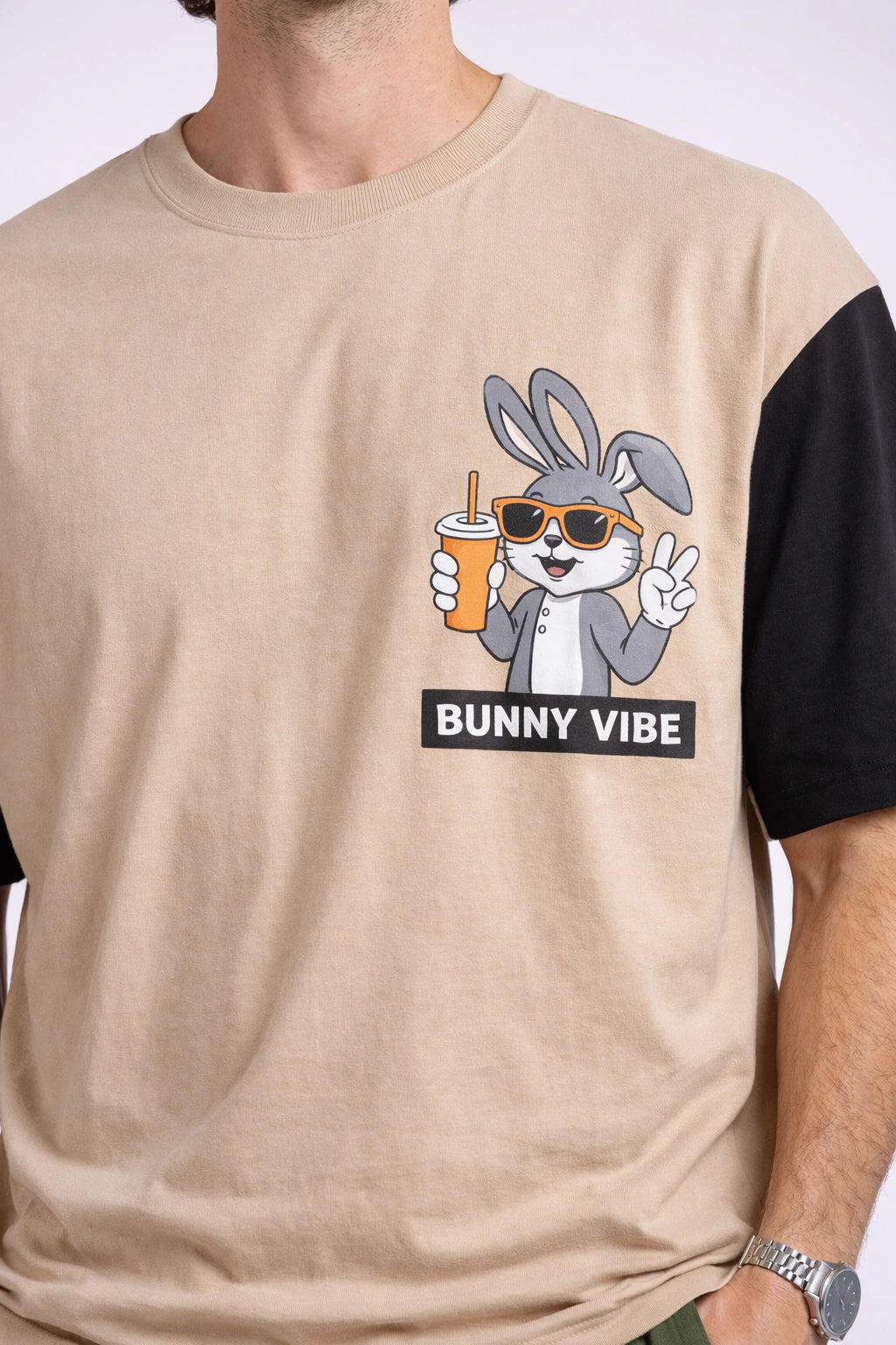 Bunny Vibe Street Rabbit Graphic Oversized T-Shirt (Unisex)