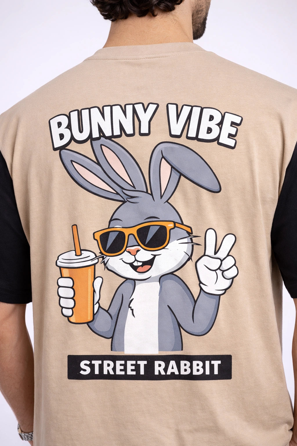 Bunny Vibe Street Rabbit Graphic Oversized T-Shirt (Unisex)