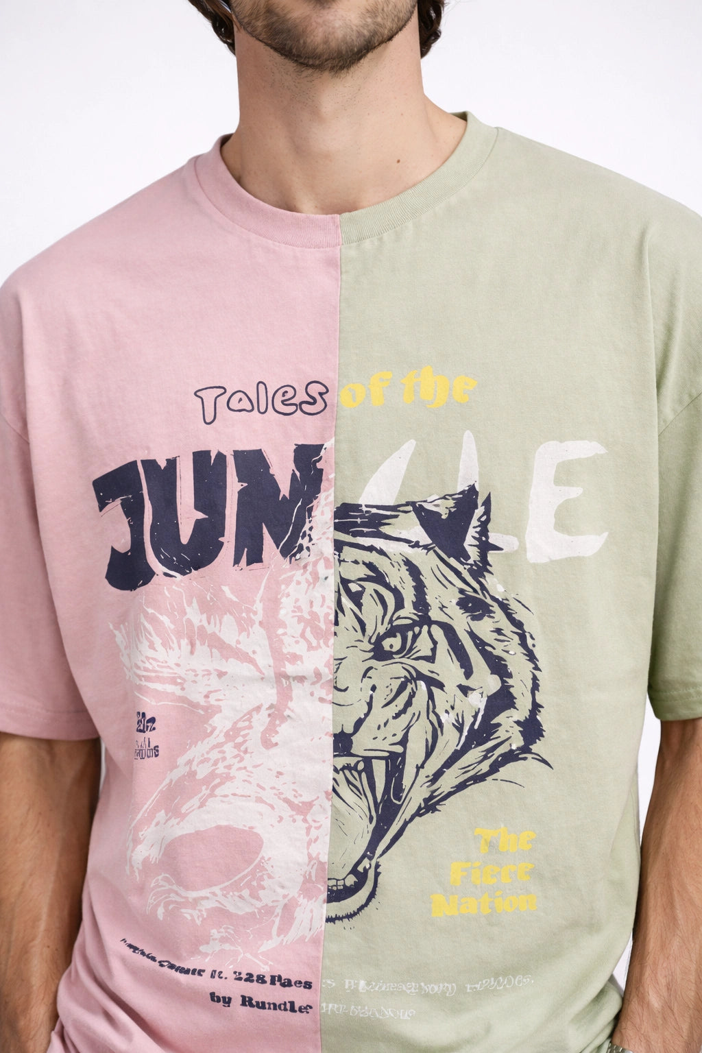 Dual Tone Jungle Graphic Oversized Unisex T-Shirt