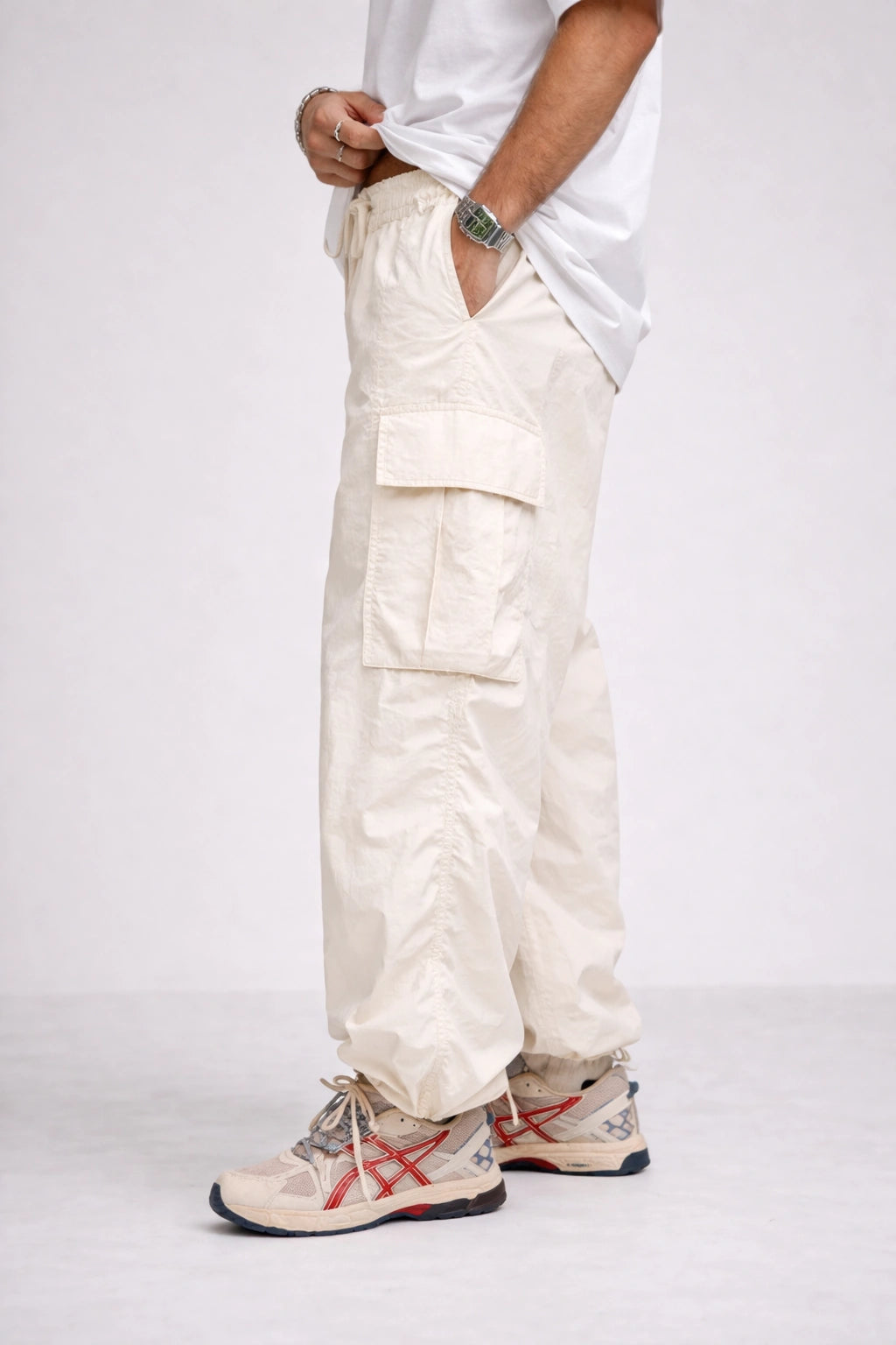 Ivory Relaxed Cargo Street Pants