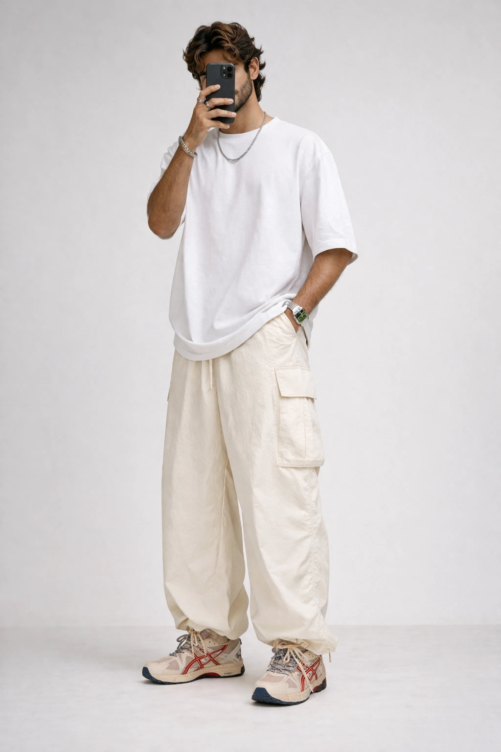 Ivory Relaxed Cargo Street Pants