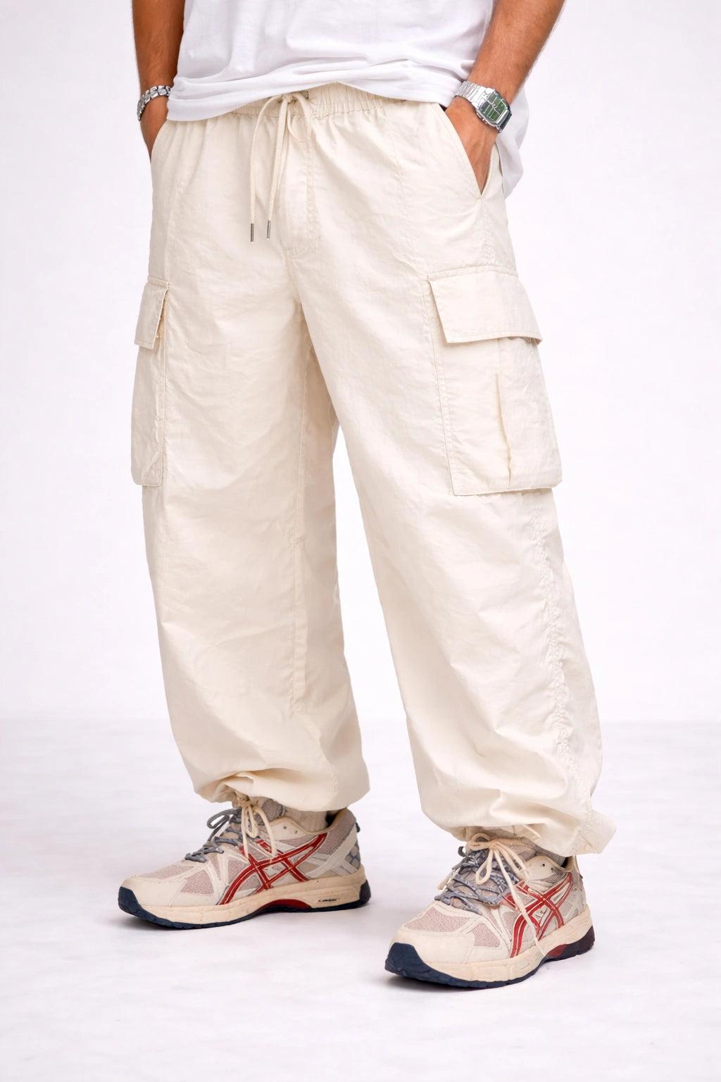 Ivory Relaxed Cargo Street Pants