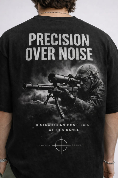 Sniper Society “Precision Over Noise” Oversized Unisex T-Shirt