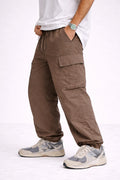Men’s Brown Cargo Pants Oversized Fit | Streetwear Baggy Cargo Joggers India