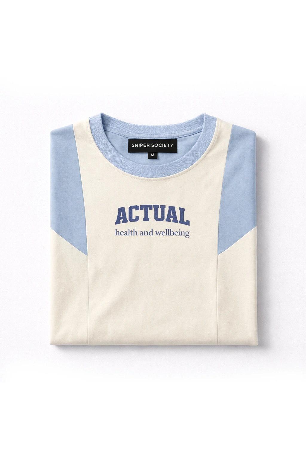 Unisex Panel Oversized Tee – Sky/Ivory