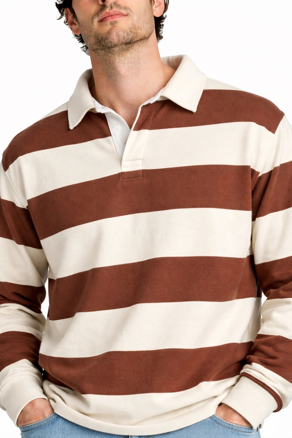Stripe Polo – Mocha/Ivory