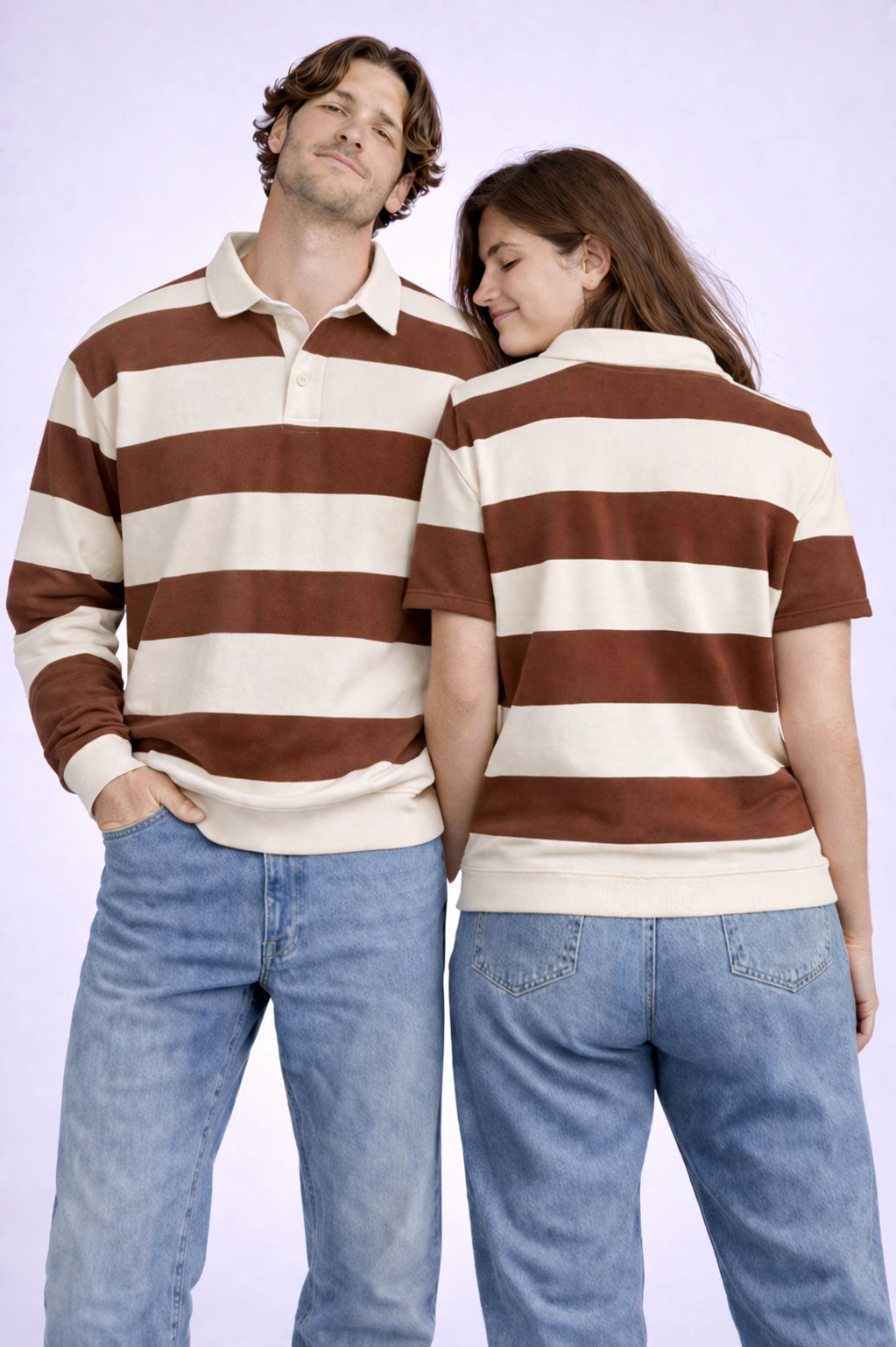 Stripe Polo – Mocha/Ivory