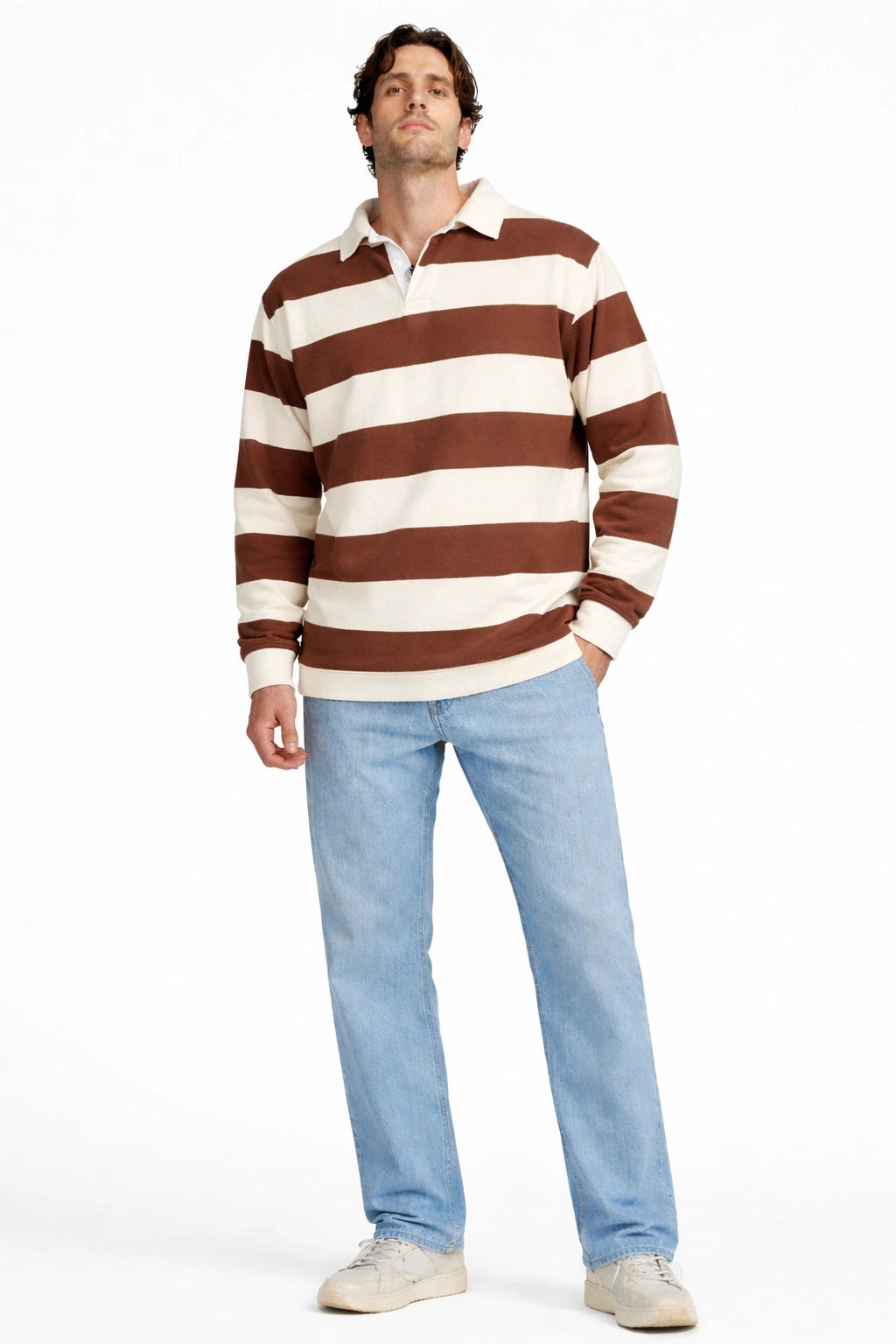 Stripe Polo – Mocha/Ivory