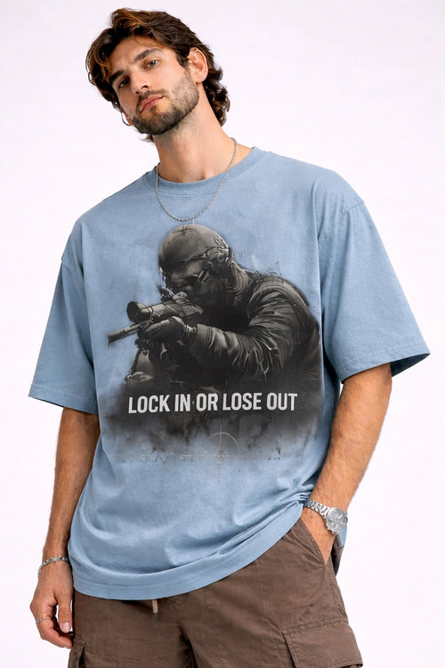 Sniper Society “Lock In or Lose Out” Oversized Unisex T-Shirt