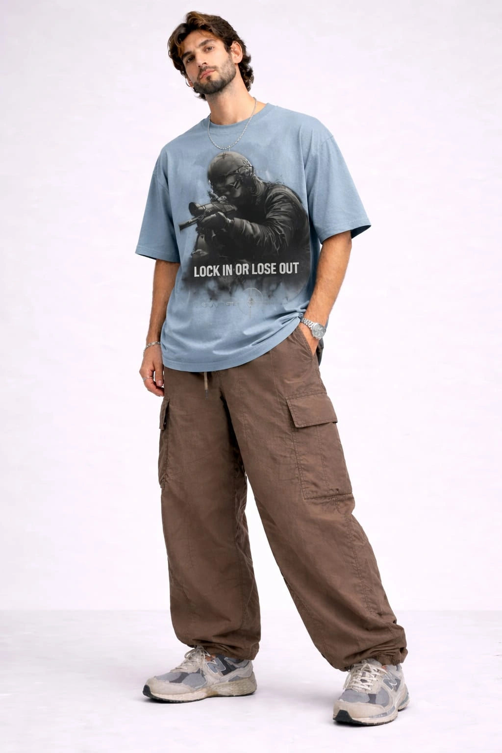 Sniper Society “Lock In or Lose Out” Oversized Unisex T-Shirt