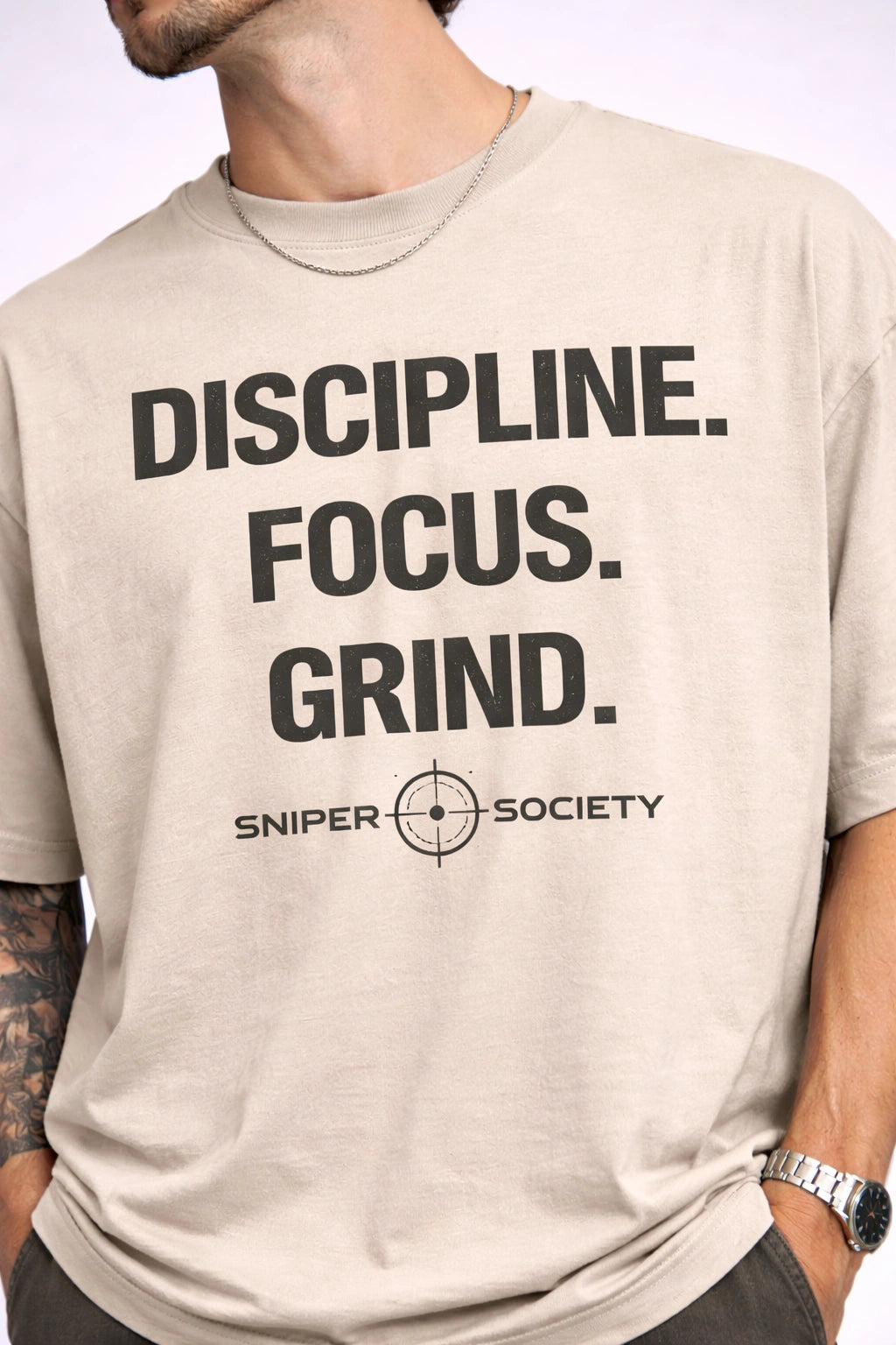Sniper Society “Discipline Focus Grind” Oversized Unisex T-Shirt