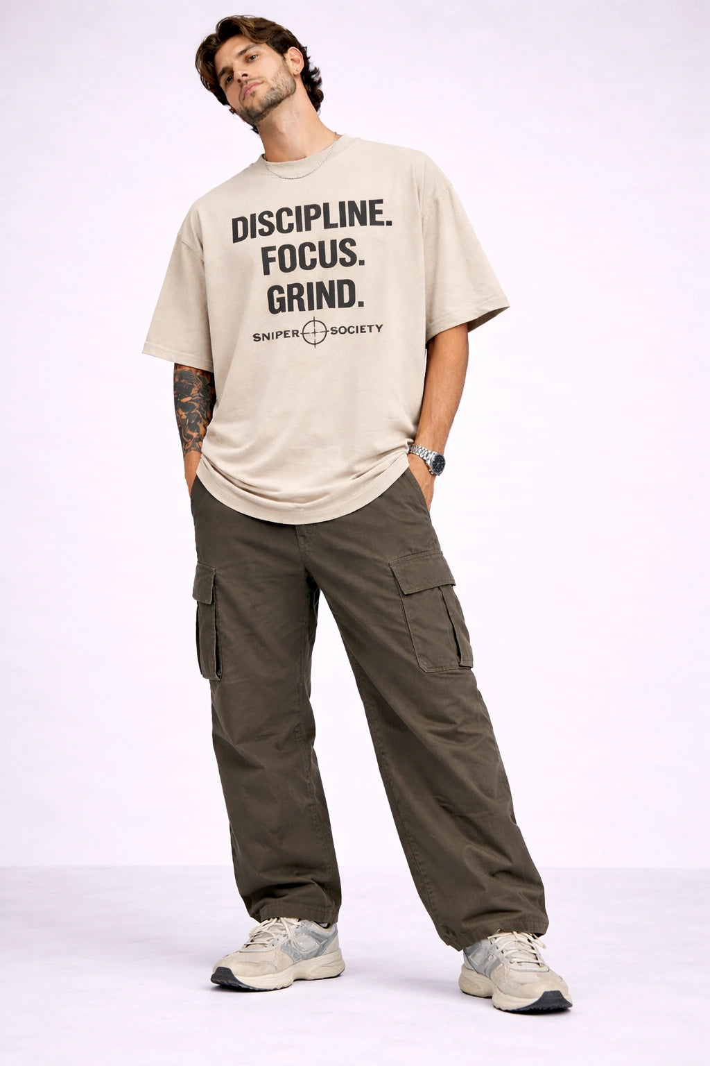 Sniper Society “Discipline Focus Grind” Oversized Unisex T-Shirt